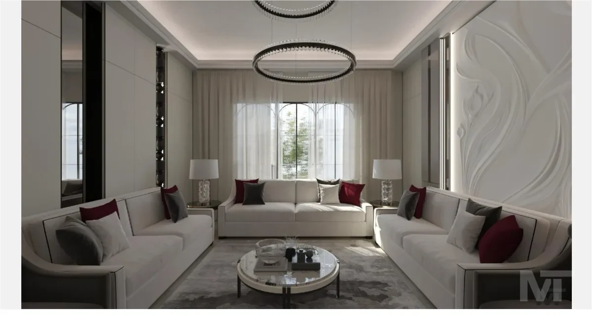 مجلس رسمي بلمسات عنابية - منظور التصميم رقم 2