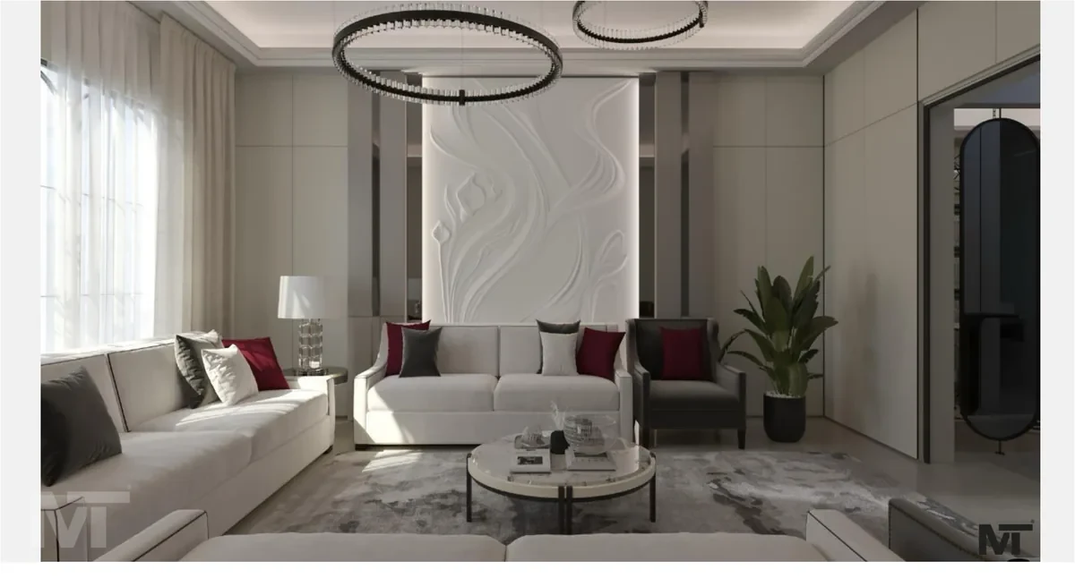 مجلس رسمي بلمسات عنابية - منظور التصميم رقم 4
