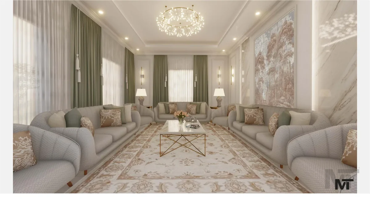 مجلس كلاسيكي بدرجات المريمية - منظور التصميم رقم 1