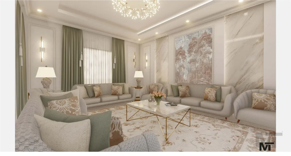 مجلس كلاسيكي بدرجات المريمية - منظور التصميم رقم 2