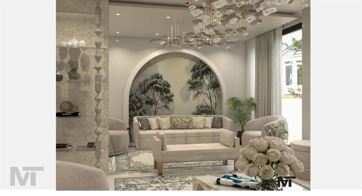 مجلس فني بتفاصيل نحتية - منظور التصميم رقم 4